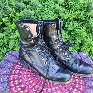 Vintage Justin "L506" black leather, lace-up western boots, Women's 6 B